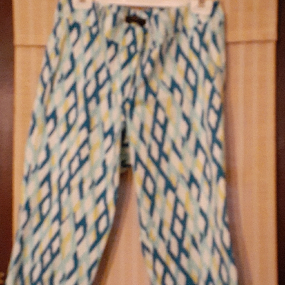 Ann Taylor Cropped Ankle Pants Cotton Watercolor